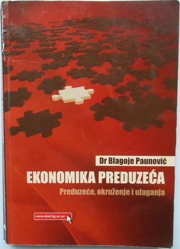 ekonomika preduzeća preduzeće, okruženje i ulaganje 