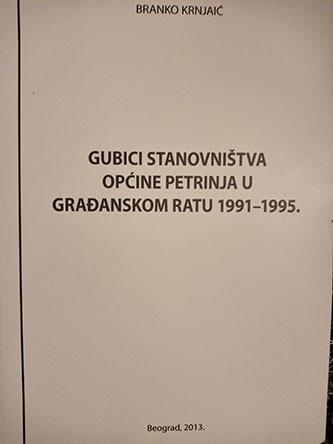 gubici stanovništva općine petrinja u građanskom ratu 1991 1995 